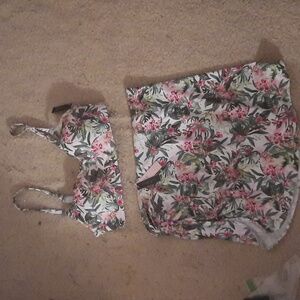 VS floral bikini top and matching skirt set.